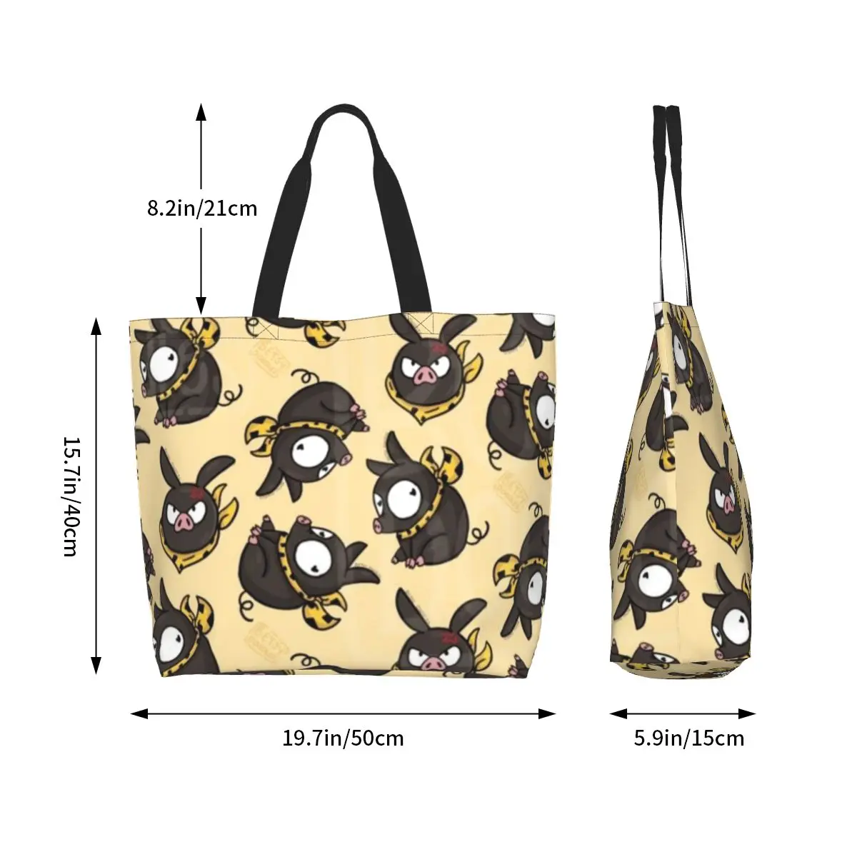 P-chan Ryoga Lost Pig Ranma 1/2 Adventure Comedy Shopping Tote Bag Canvas Shoulder Bags Shopper Grocery Handbag for Women