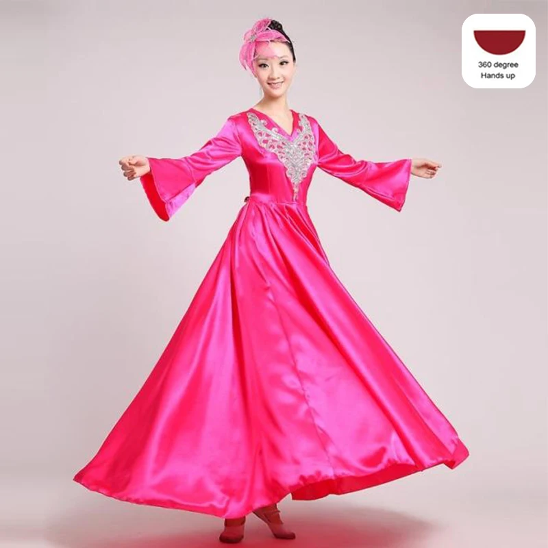 Vestido de baile Flamenco español de 180/360/540 grados, faldas grandes con vuelo, traje de baile puesta en escena con apertura de coro para mujer