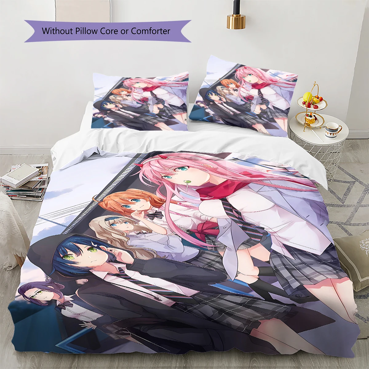 Darling in the Franxx Soft Duvet Cover Comfortable, Children Bedding Set Gift, Extra Large Various Sizes -HE10