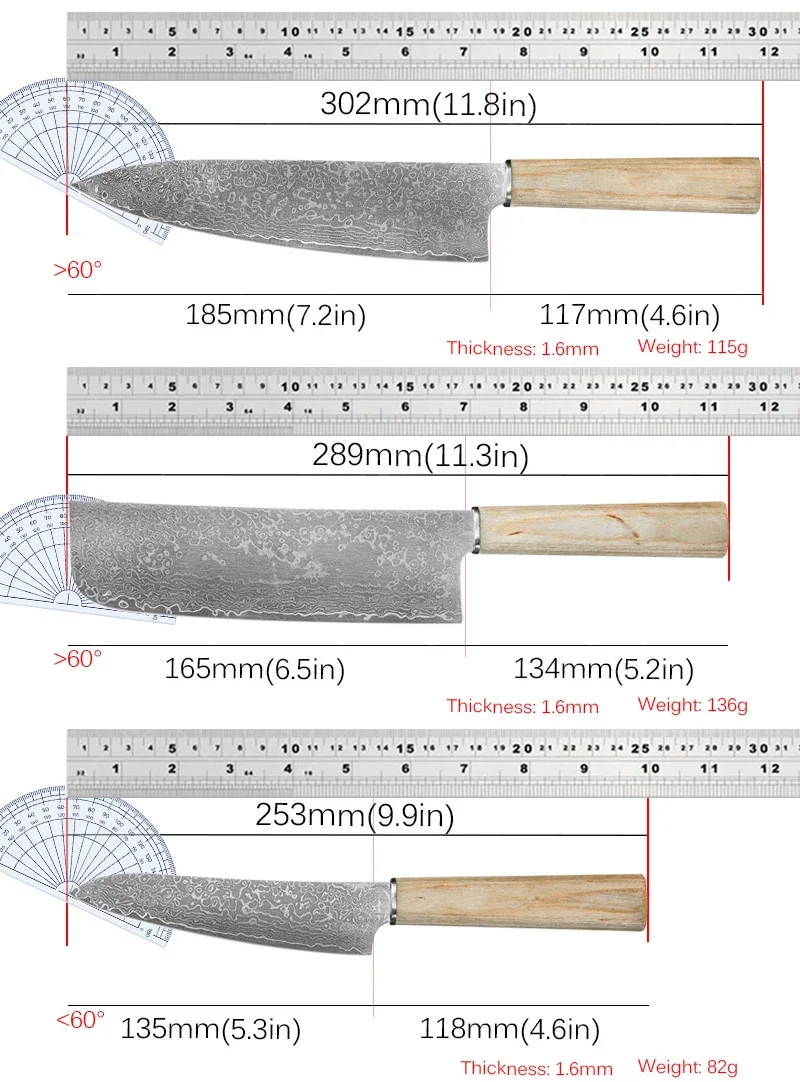 WXCOO High Carbon Kitchen Knives Set Forged Japanese Chef\'s Knives Damascus Steel Boning Knife Sharp Meat Cleaver Fruit Peeler