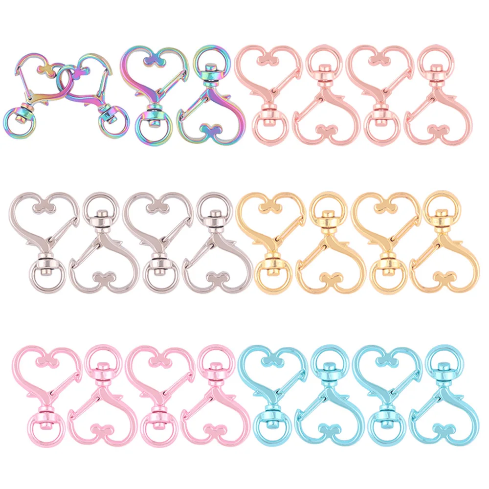 Heart-Shaped Swivel Lobster Claw Clasp,Metal Swivel Snap Hook Keychain Colorful Heart Clips for Keychain Lanyard,Jewelry