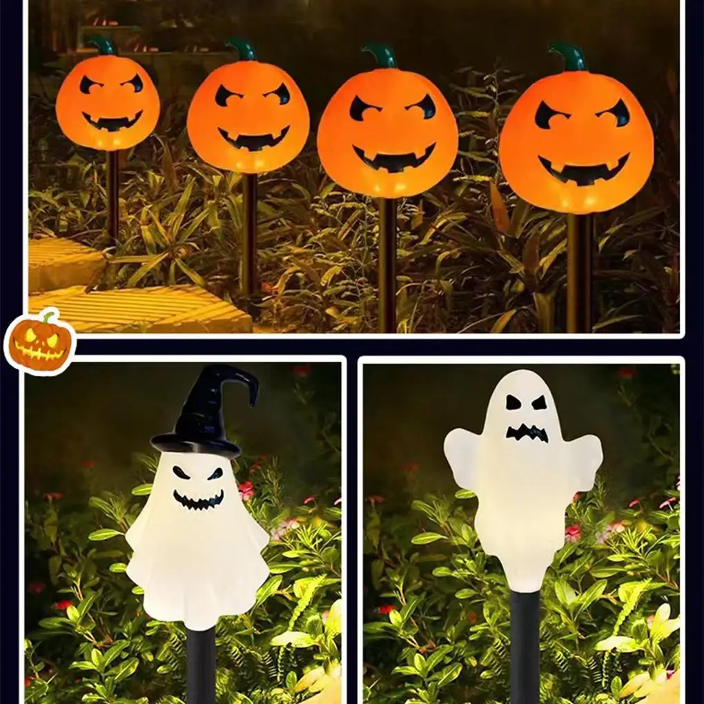 

5PCS Solar Powered Halloween Pumpkins Outdoor Lights Creative Atmosphere Layout Waterproof Courtyard Garden Scenery Decoration