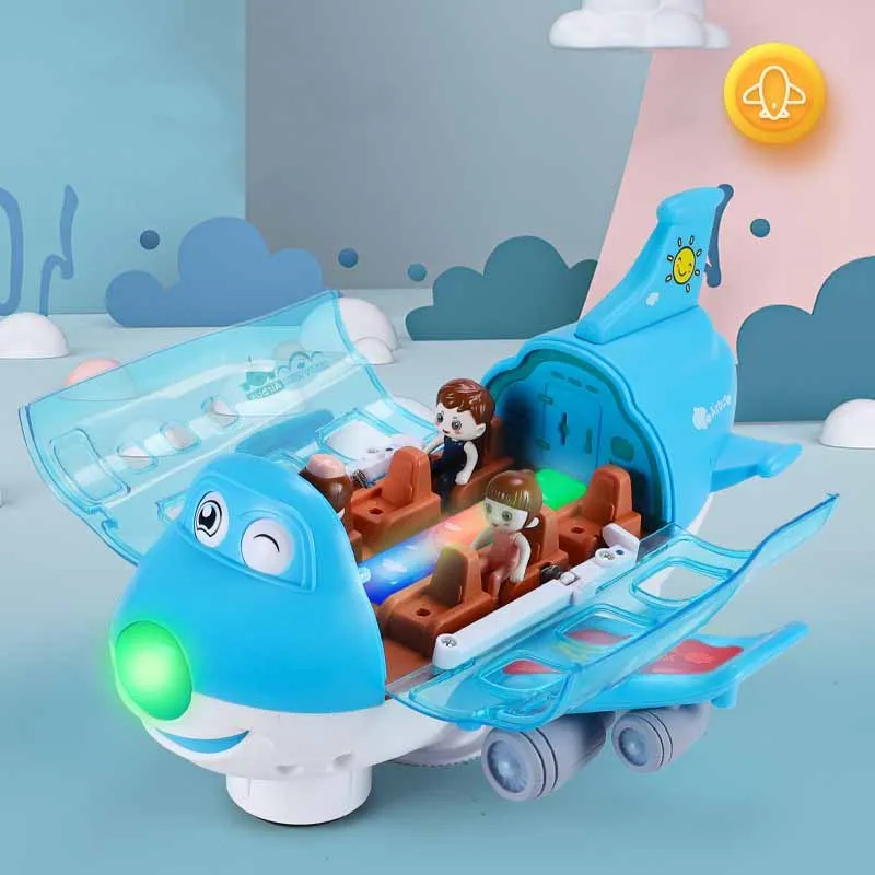 Large Electric Gimbal Cute Simulation Airliner Toy Model With Music Lights 360 ° Rotation Children's Interactive Airplane Toys