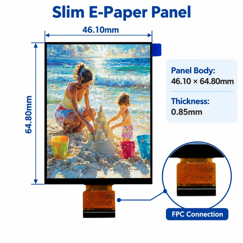 2.8 Inch 6 Color E-Paper Display 300x400 Electronic Paper Panel FPC Connection for DIY Digital Photo Frame Shelf Labels