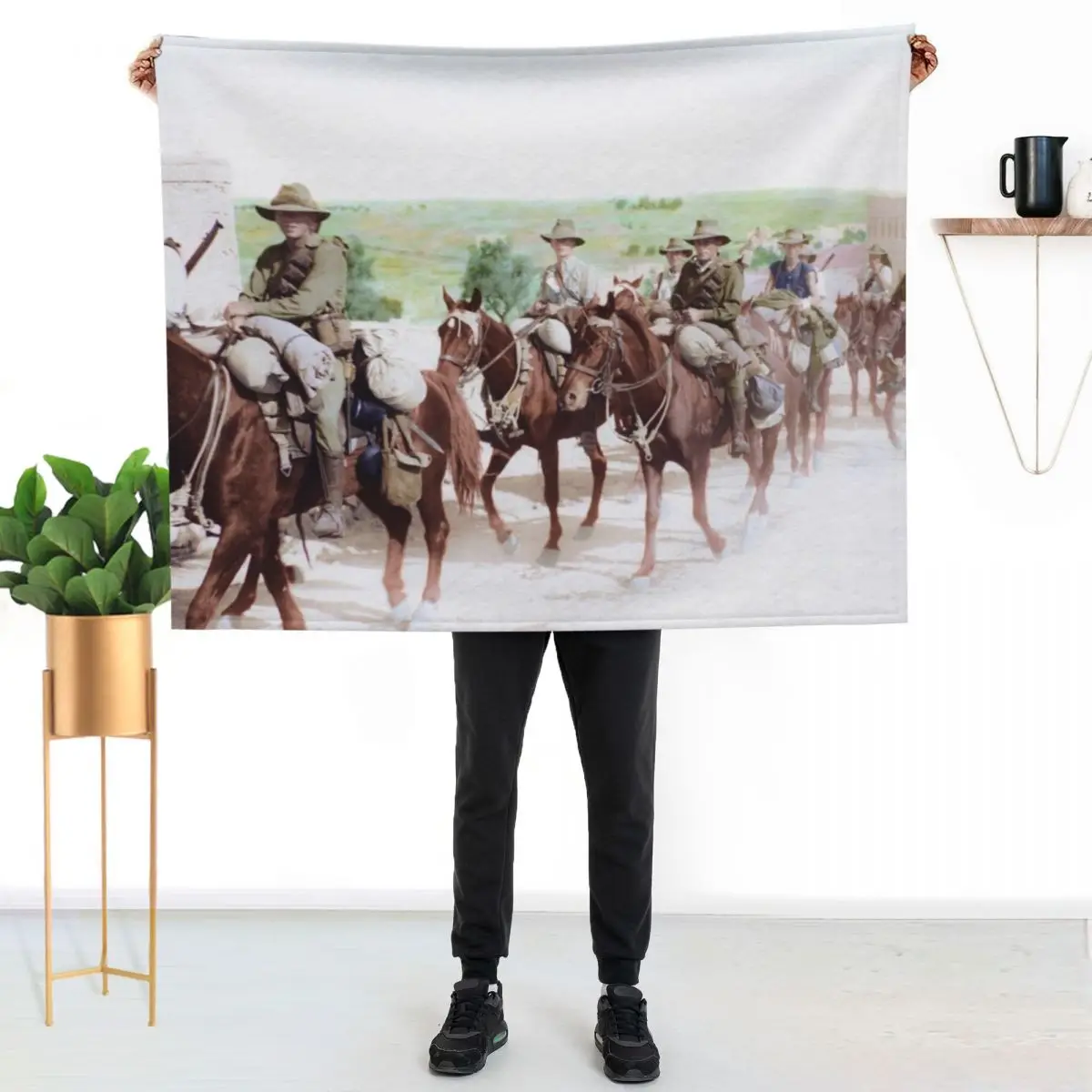 Australian Light Horse, 1918 Throw Blanket wednesday Vintage Stuffeds decorative Retros Custom Blankets