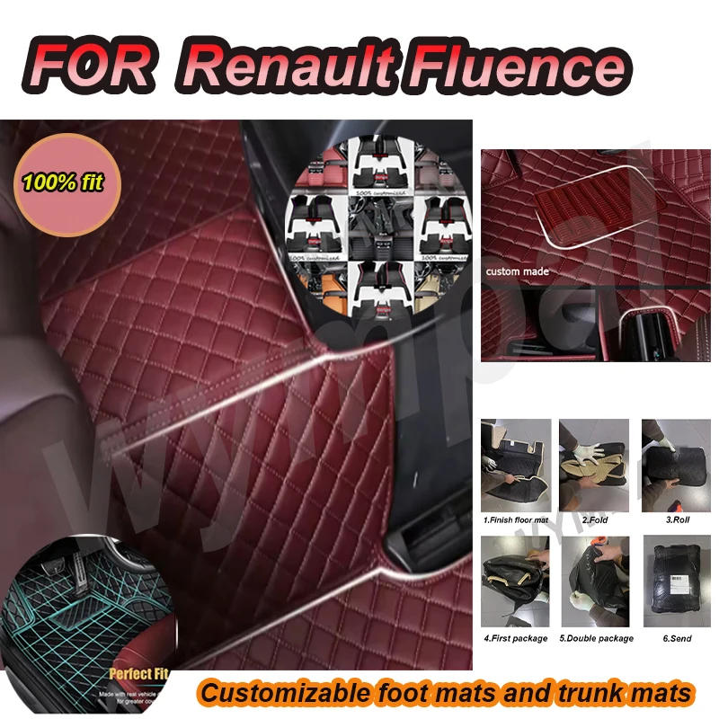 

LUXURY Custom Automotive Car Floor Mats For Renault Fluence 2011 2012 2013 2014 2014 Luxury Leather