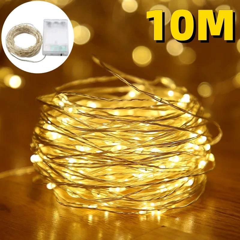 Led Lichterkette Kupferdraht String 1/2/5/10M Urlaub Im Freien Lampe Girlande Für Weihnachten baum Hochzeit Party Dekoration