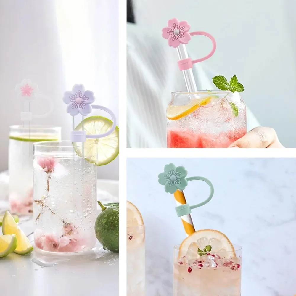 Cute Flower Straw Covers Toppers Silicone Accessories for Stanley Cups 10mm 30&40Oz Tumbler With Handle Reusable Straw 빨대 뚜껑