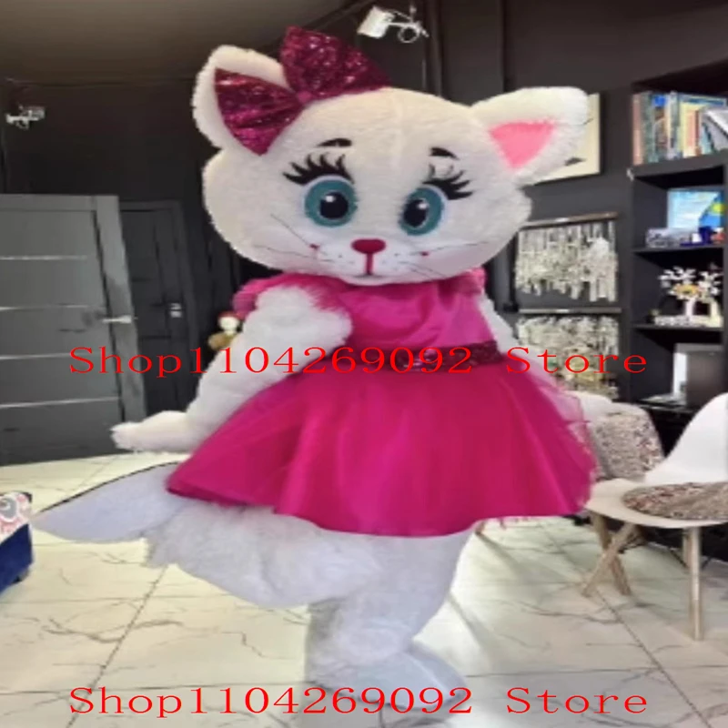 

Милый костюм-фурсьют кошки с бантиками, мультяшный костюм-талисман кошки, костюм для косплея животного персонажа, нарядный костюм для дня рождения