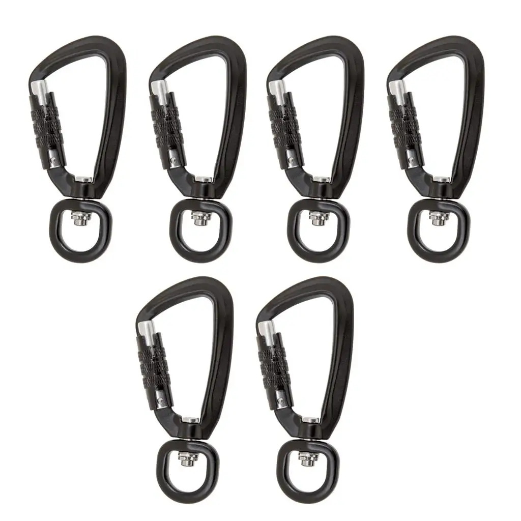 6Pcs Outdoor Self Auto Lock Carabiner Swivel Rotating Rings Outdoor Keychain Hook for Climbing Camping Hiking Rappelling