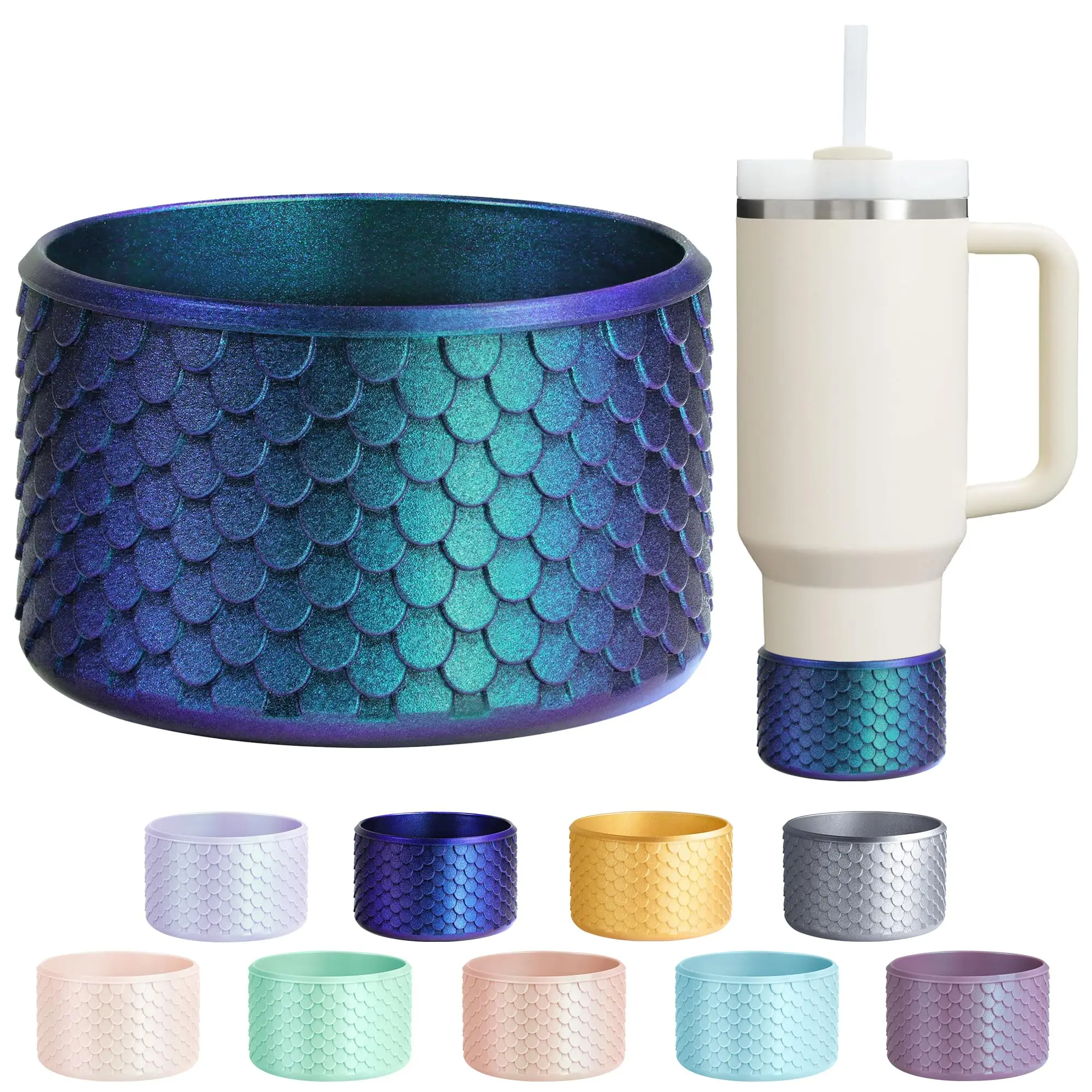 Mermaid Silicone Boot for Stanley Cup 40/30/20 oz, Made for HydroJug Traveler 32/40 oz & Stanley IceFlow 20/30 oz, for Owala Cup