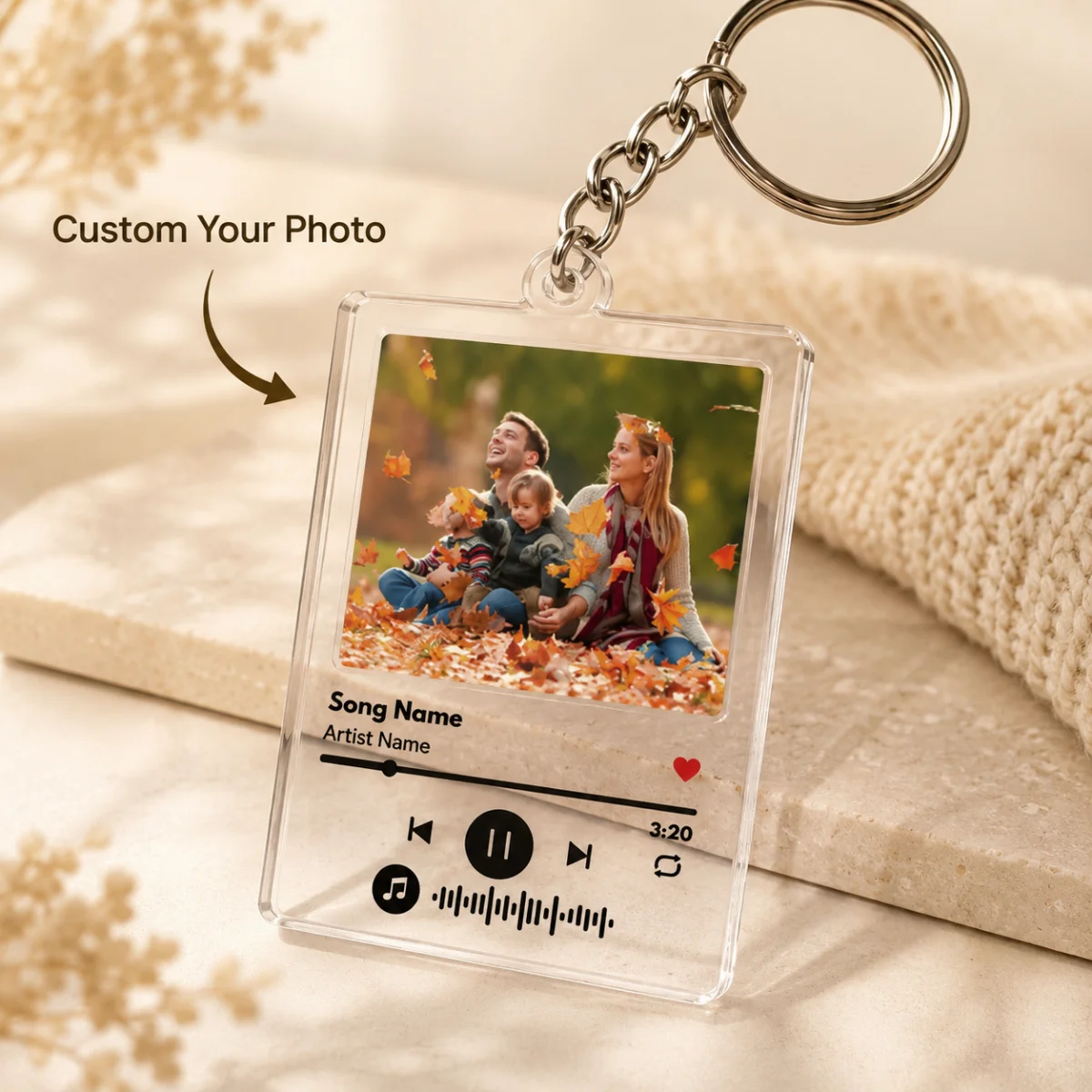 Custom Acrylic Key Pendant, Custom Images, Customizable Name and Song Code, Couple Keychain, Valentine's Day Gift