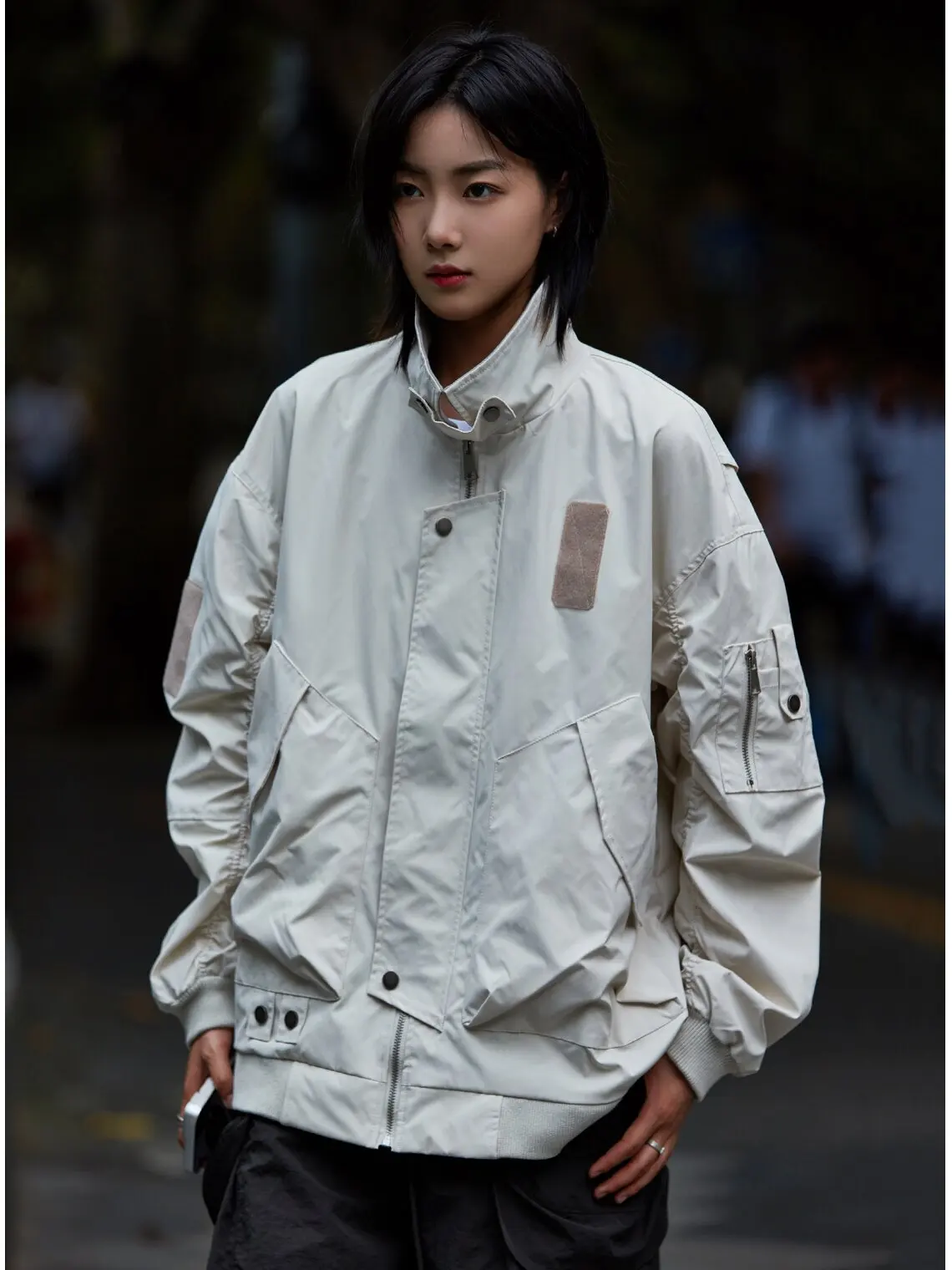 

American Retro Pilot Jaet Men's Autumn Loose Faionable Spor Couple Workwear Outerwear Long Sve Baseball Collar