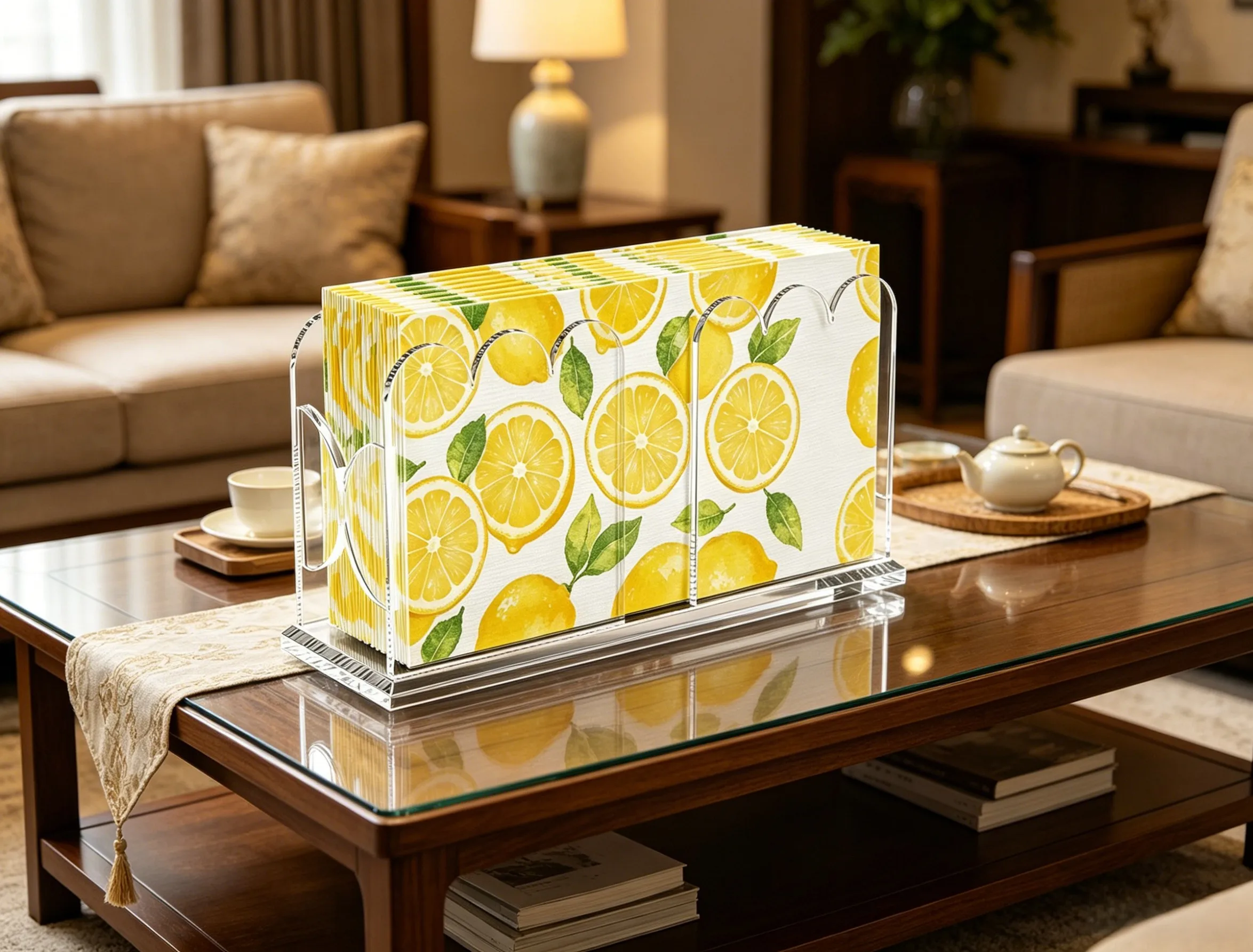 Elegant Transparent Napkin Dispenser For Bathroom Dining Room Party Featuring Polished Edges And Stable Structure