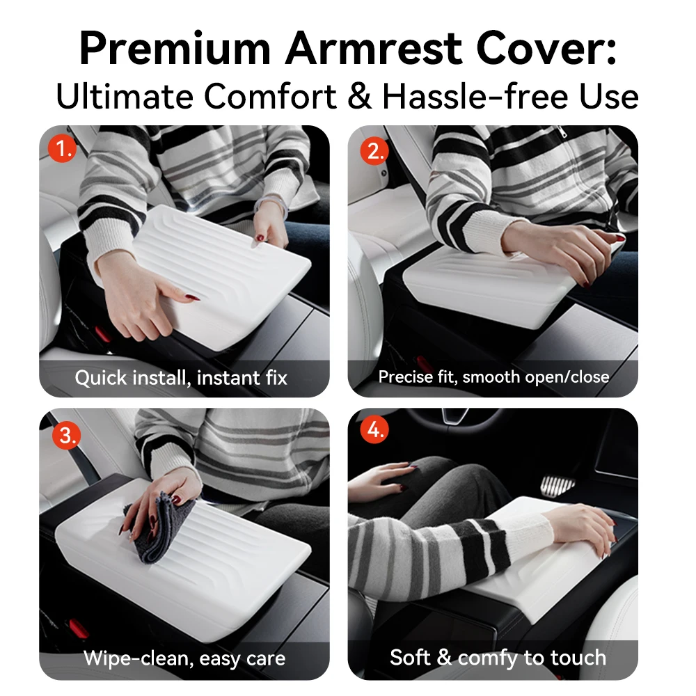 YZ 테슬라 모델 3 하이랜드 Y 주니퍼 2025-2026 소프트 센터 콘솔 암레스트 패드 자동차 중앙 암레스트 박스 커버 자동차 액세서리 테슬라 암레스트박스 커버 모델3/Y 전용 방수 방스크래치 차량내장 보호커버 강력 방스크래치