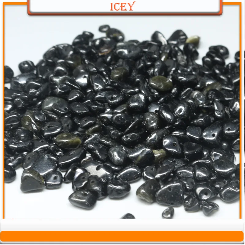 Icey 10pcs Black Gemstone Agate Natural Crystal with Holes Bulk Beads Crushed Stone Semi Finished Gemstone Loose Beads