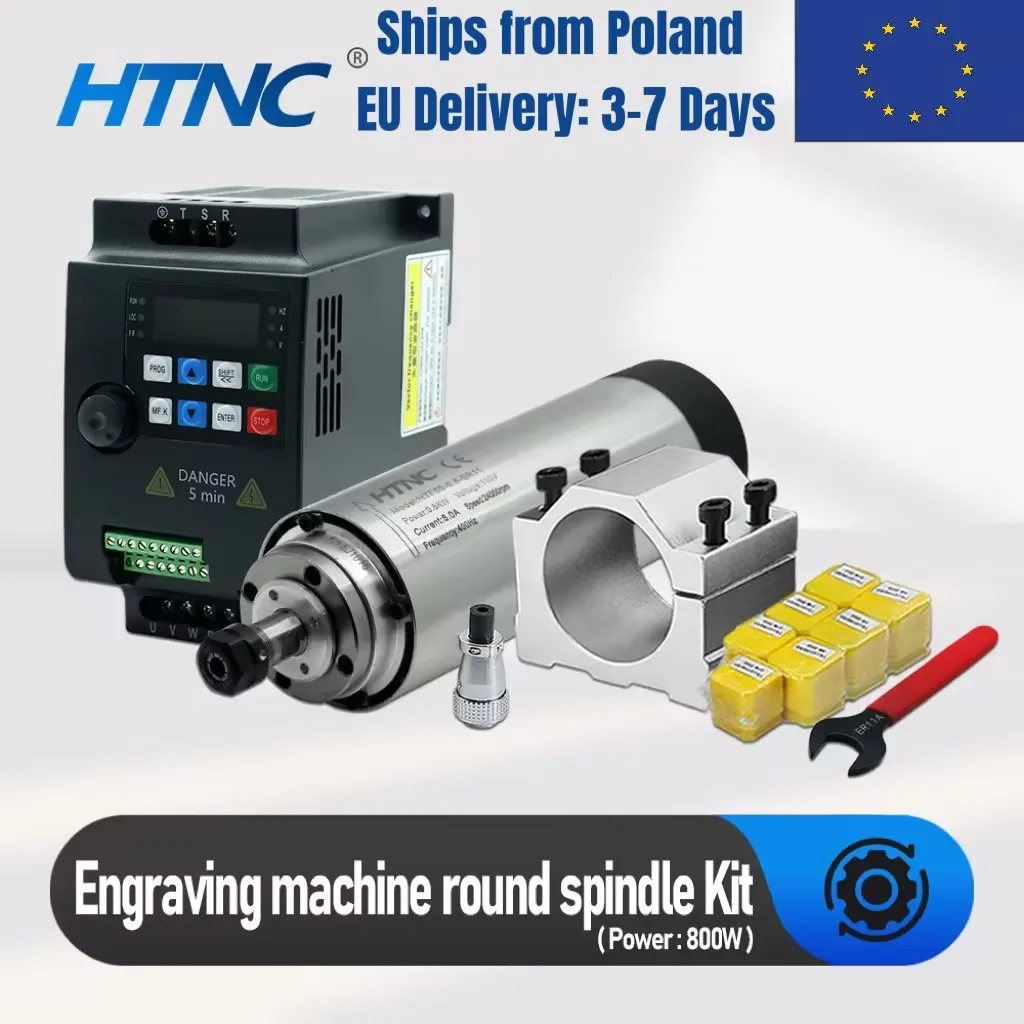 0,8 kW CNC-Spindelmotor ER11 800 W 24000 U/min 110 V/220 V + 1,5 kW VFD 50/60 Hz 65 mm Halterung Spannzangen inklusive für DIY-Gravur und Fräsen