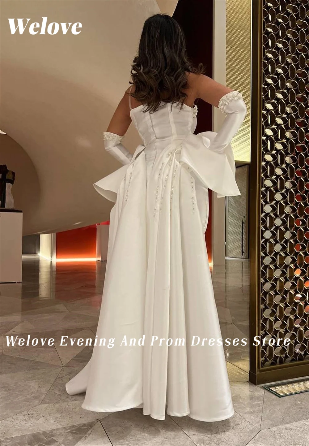 Welove Pearls Strapless Women Evening Party Dresses with Overlay Meimaid Ankle Length Beaded Prom Gown New 2023