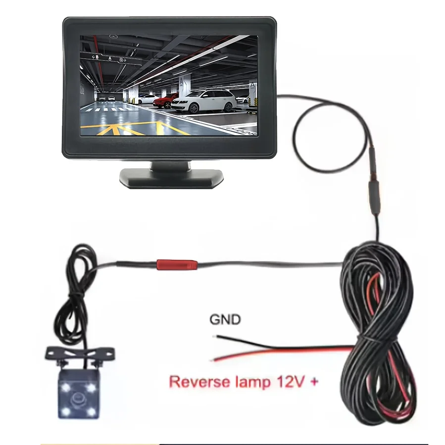 4.3 Display the Reversing Image Backup Camera Car Rear View HD Parking System Night Vision +4.3