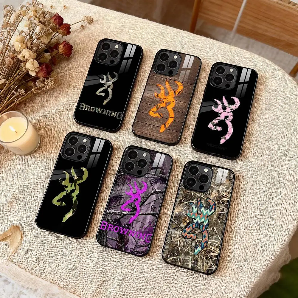 

B-browning Phone Case For iPhone 17 16 15 14 13 12 Pro Max Plus for Magsafe Mirror Wireless Magnetic Cover