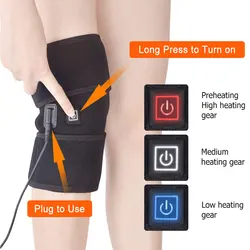 Aparato de masaje eléctrico para piernas, almohadilla calefactora de rodilla, terapia térmica USB, soporte para artritis, alivio del dolor articular