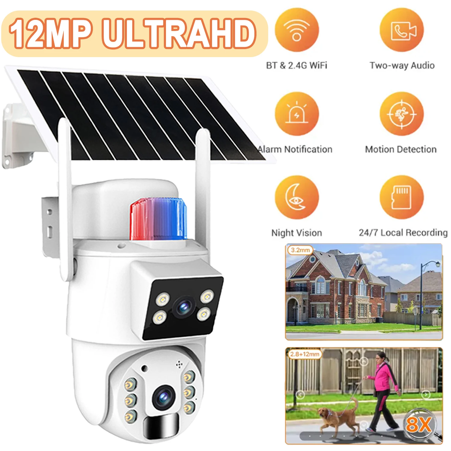 

2K Wireless Solar Battery IP Camera Outdoor Dual Lens PIR Night Vision 2-Way Audio Wifi CCTV Monitor Video Surveillance