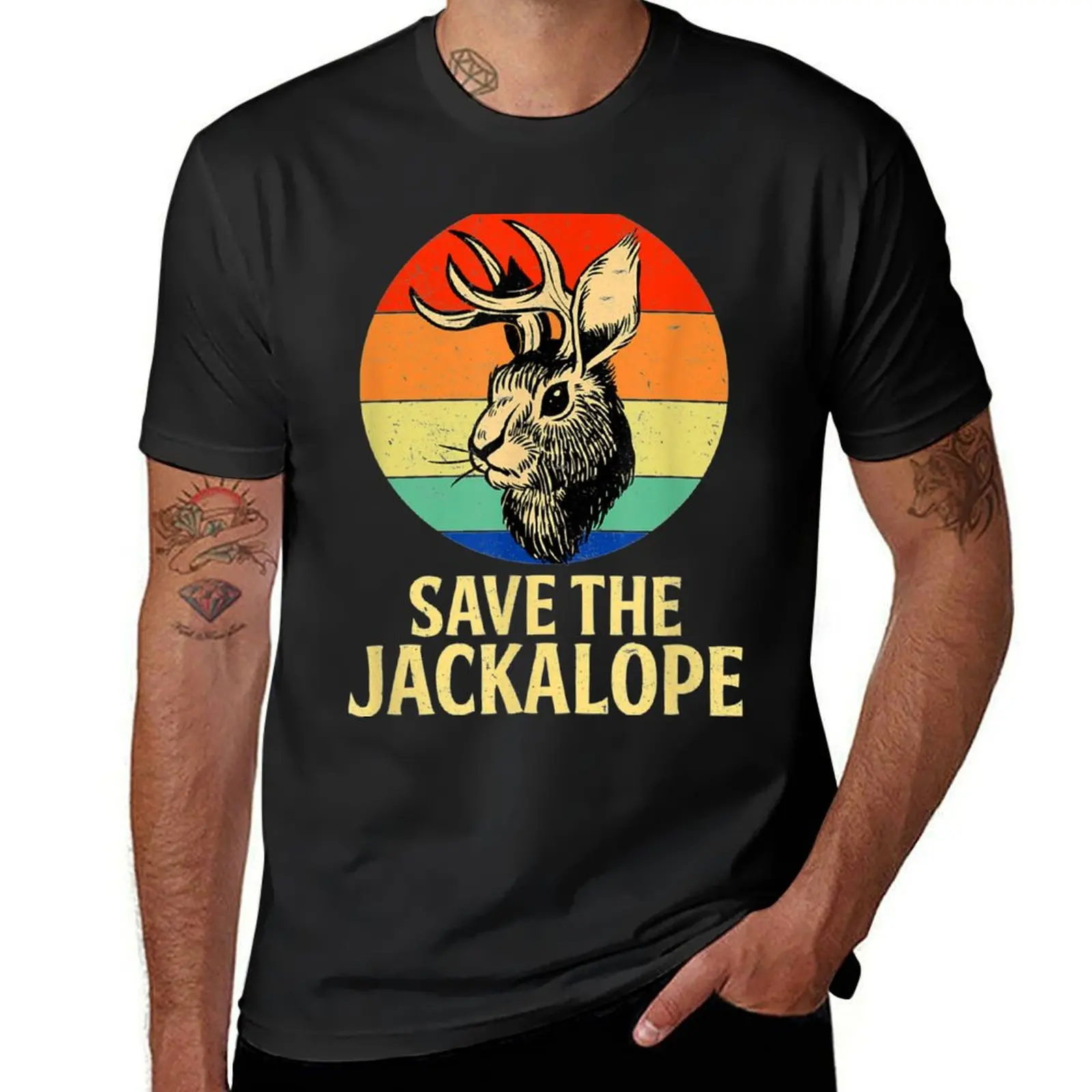 Save The Jackalope , Vintage Retro Camping Lover Jackalope funny gifts T-Shirt oversizeds korean fashion mens cotton t shirts