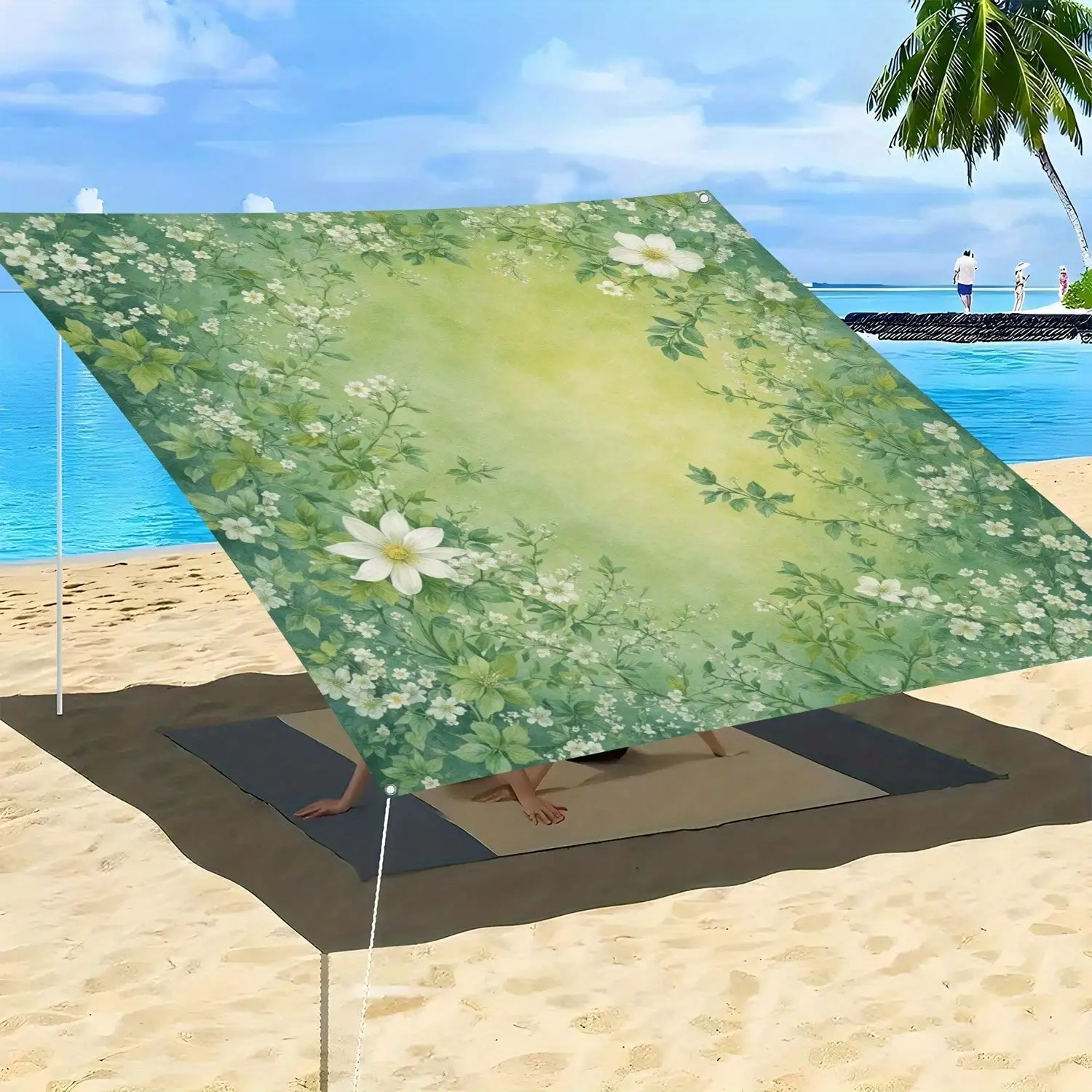 

Vintage Floral Border Polyester Sunshade, Artistic Canopy, Practical Outdoor Garden Decor NRLJ