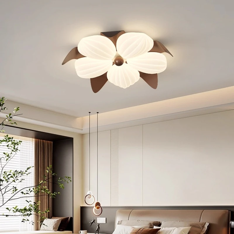Modern Eye Protection Coffee Colored Ceiling Lights Creative Flower Shape Children's Room Ceiling Lamps Illumination Luminaires