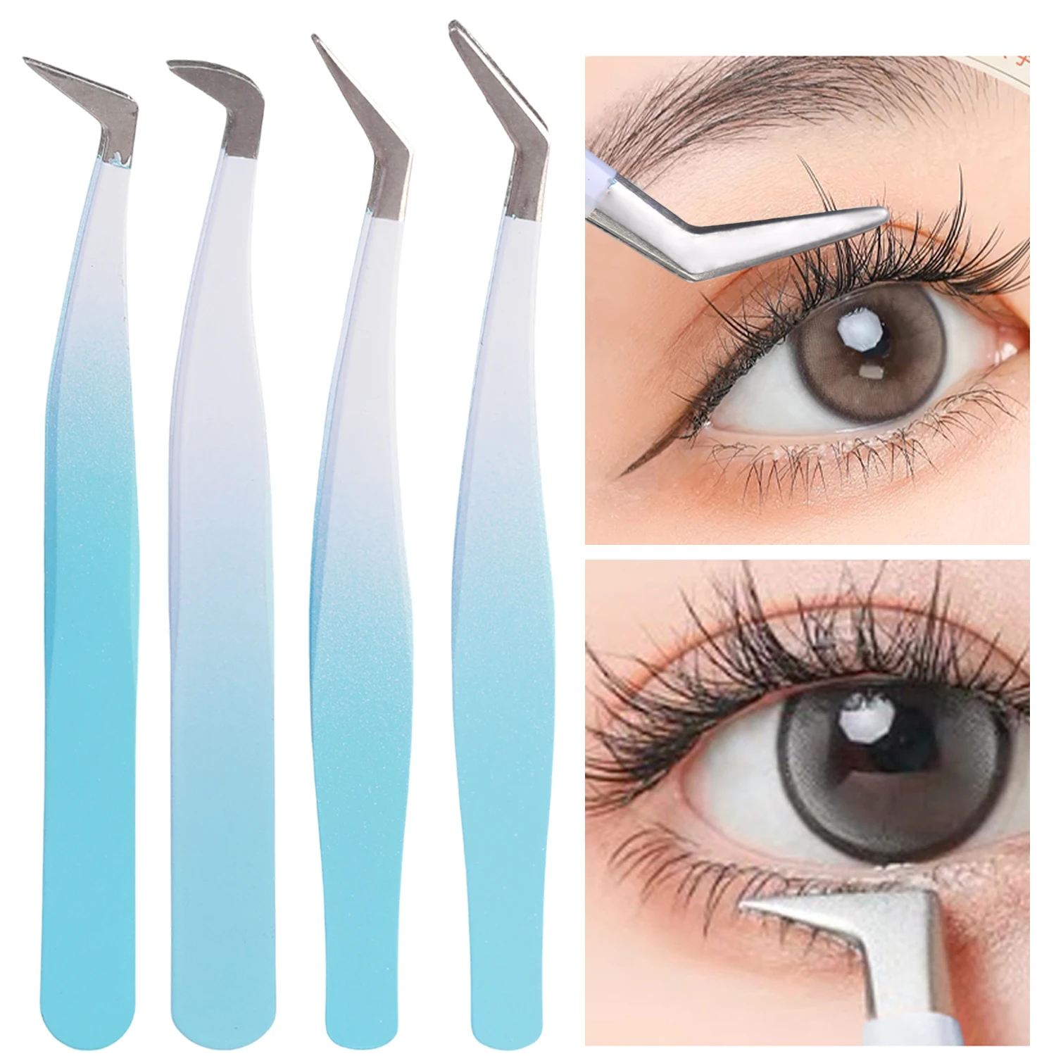 Pince à épiler pour Extension de cils, pointe en Fiber, Isolation du Volume, pince à cils précise, technologie Nano, sourcils de maquillage