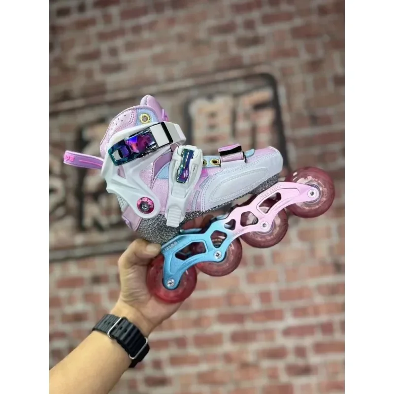 

Figure skating roller skates men's and women's beginners integrated bracket carbon fiber straight wheel