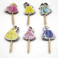 24pc Disney Princess Cake Toppers Girls Favor Party Cake Decoration for Kids Happy Birthday Party Cake Supplies Princess Cupcake