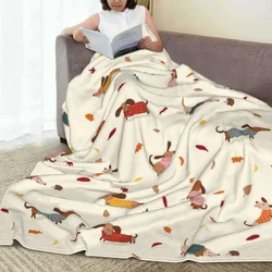 Dachshund Cartoon Pattern Blankets Fleece Printed Cute Portable Soft Throw Blanket for Bed Office Bedspread Dog Flannel Blanket