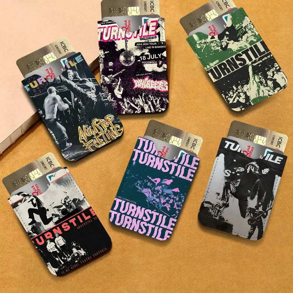Hardcore Band T-Turnstile Ultra Slim Men Leather Mini Wallet Lightweight Credit Bus ID Card Holder Case for Daily Business Use