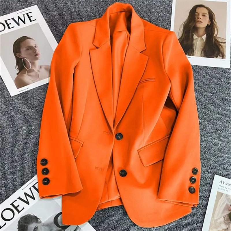 Candy Color Blazer Women Suit Long Sleeve Korean Chic Coats Black Blazer Office Ladies Tops Spring Autumn Jacket New