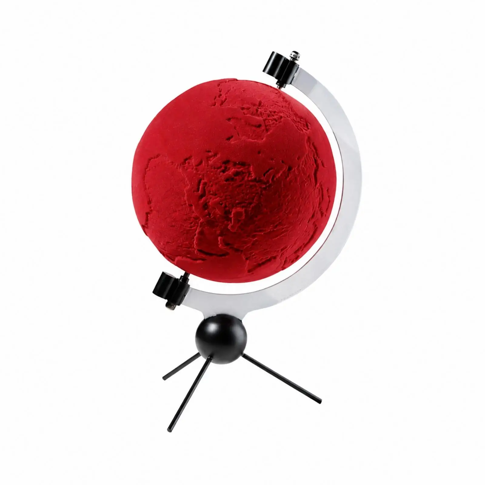 Flocked Desktop Globe with Tripod Base Textured Textured Relief Terrestrial Sphere with Meridian Loop Contemporary for Office,