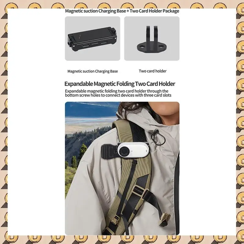 Adaptador de tripé de liberação rápida de montagem magnética A003 com carregamento USB para Insta360 GO 3 3S Base magnética de suporte de câmera de polegar