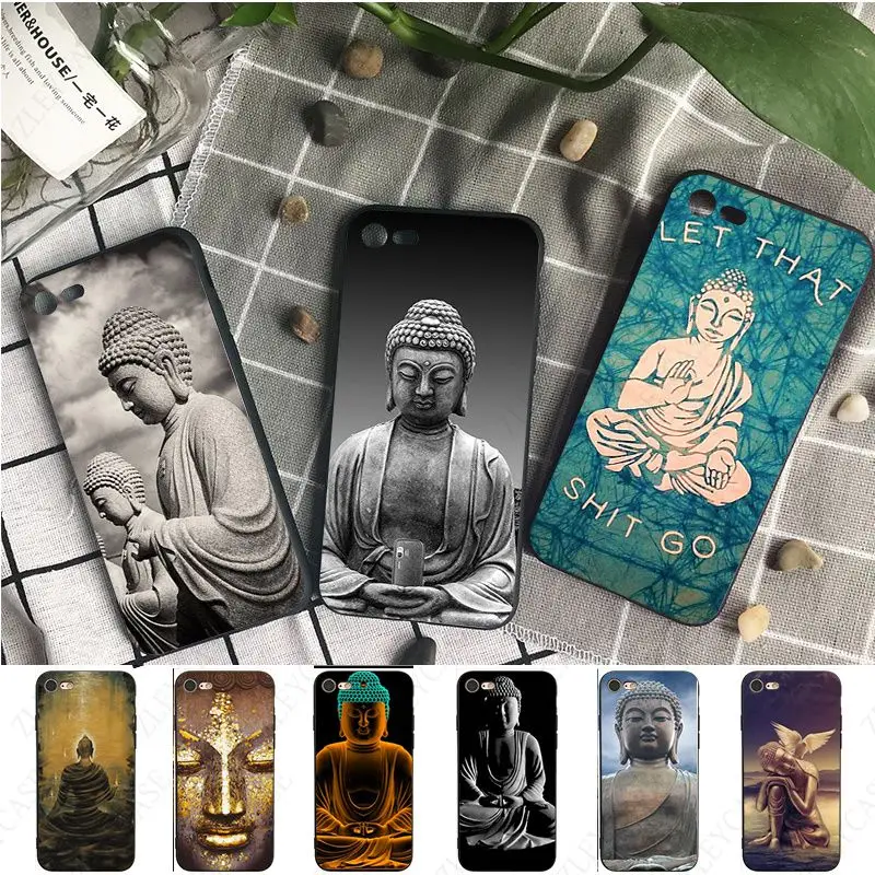 Черный мягкий чехол buddha bress для телефона iPhone 15Pro max 13PRO 7 8Plus XS XR 14plus 11pro 12pro max 13mini SE 2020, чехлы