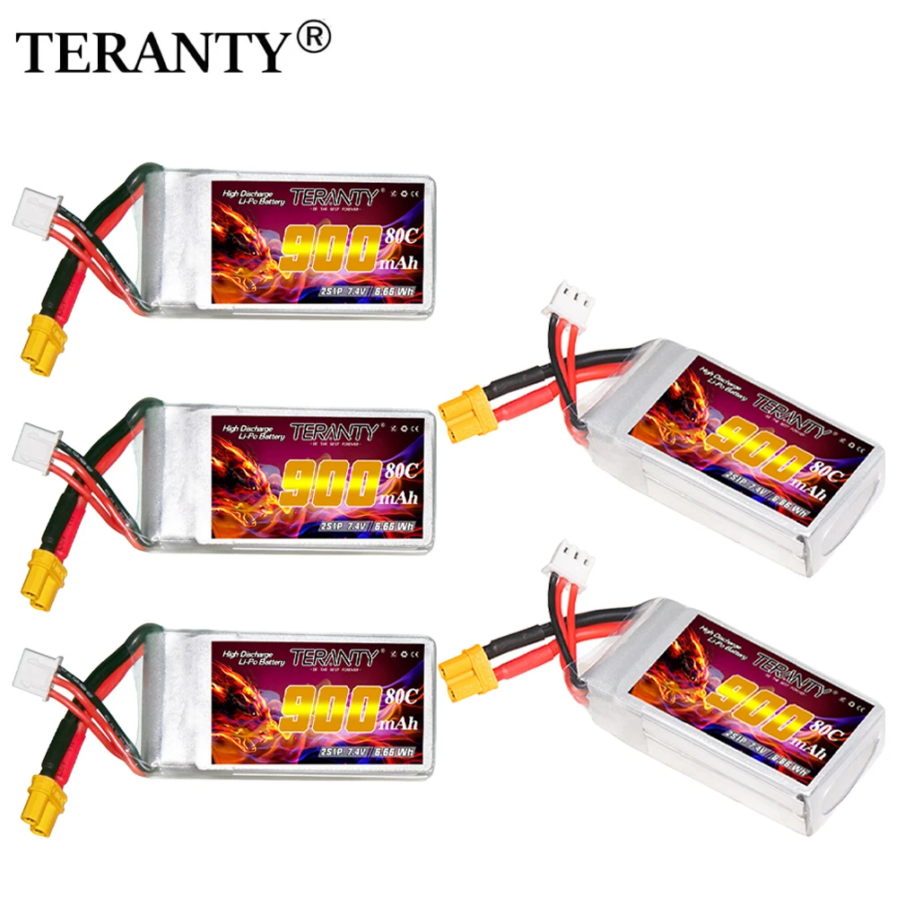 Original TREANTY 2S 900mAh 7.4V 80C/160C Indoor crossing aircraft model FPV high rate high pressure Lipo Battery