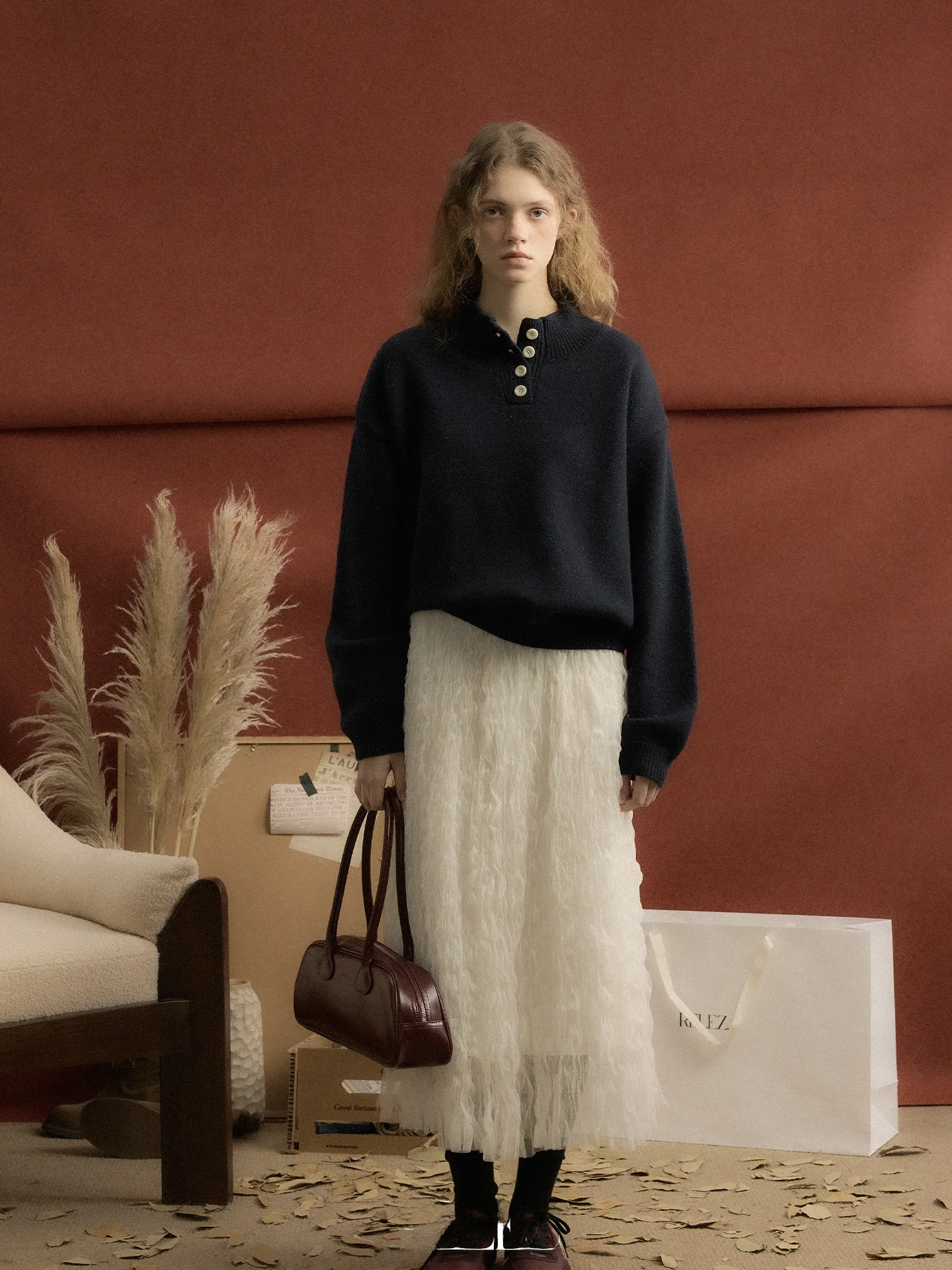 

Casual Loose Knitted Sweater Women's Wool Blend Long Sve Autumn Winter New Design Sensation Relez Faion Brand