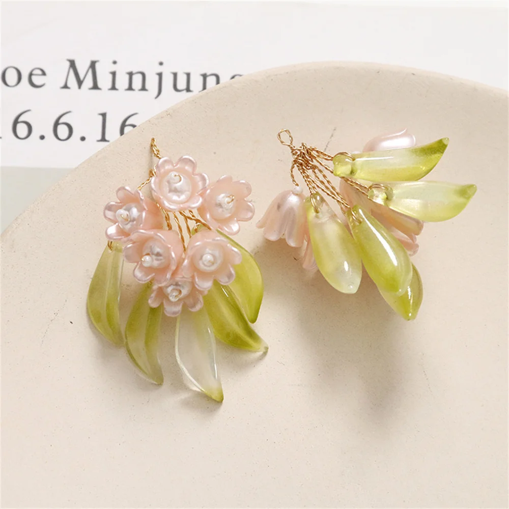 ST09 Antique Temperament Green Leaves Suzuki Cluster Flowers Diy Hand-woven beaded Hair Accessories Earring Handmade Material