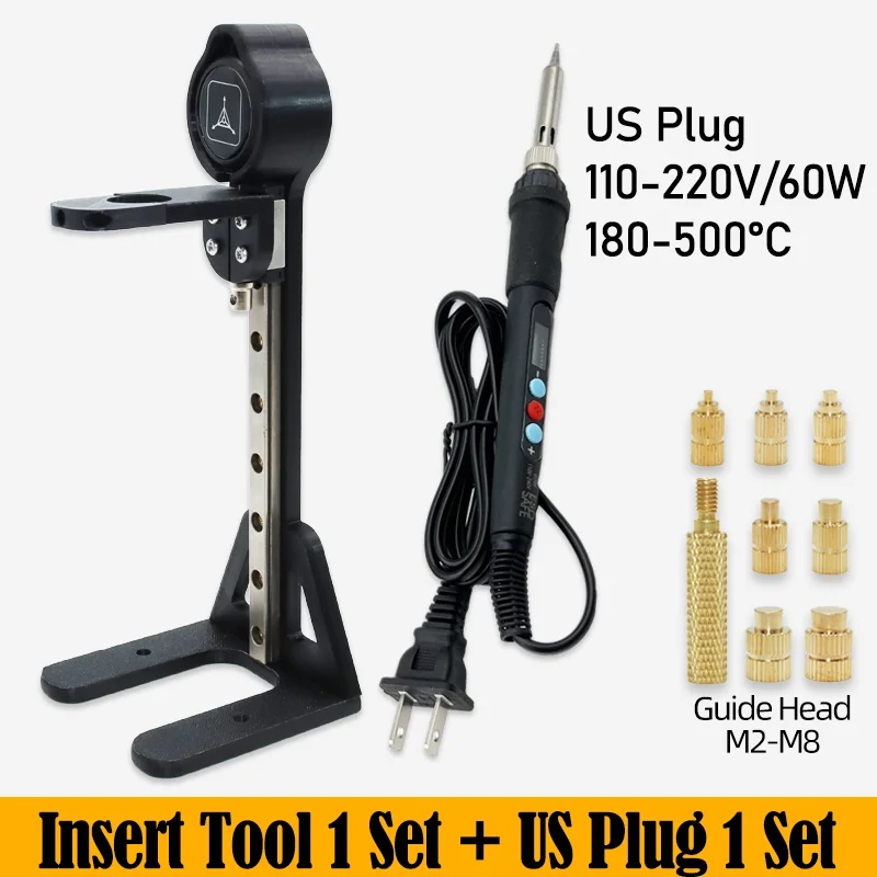 Heat Set Einsatz Presswerkzeug Elektrische Lötkolbenspitze M2 M3 M4 M5 M6 M8 Gewinde Messing Einsätze Mutter eingebettetes Kit für 3D-Druck