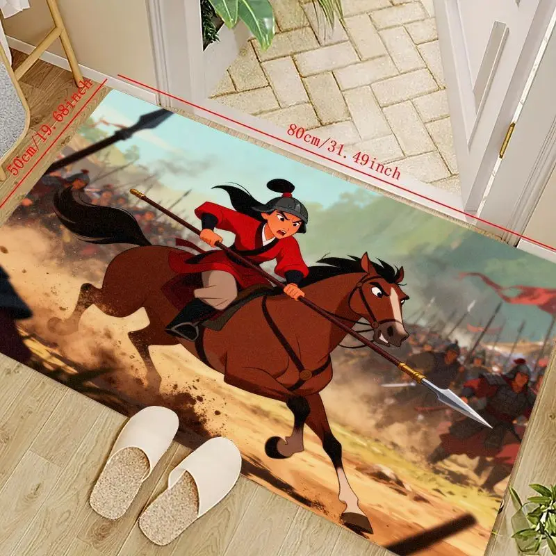 

1 шт. напольный коврик Mulan Warrior Princess с анимированной боевой сцены, нескользящий впитывающий ковер, коврик для коврика Heroine Adventure для Ki