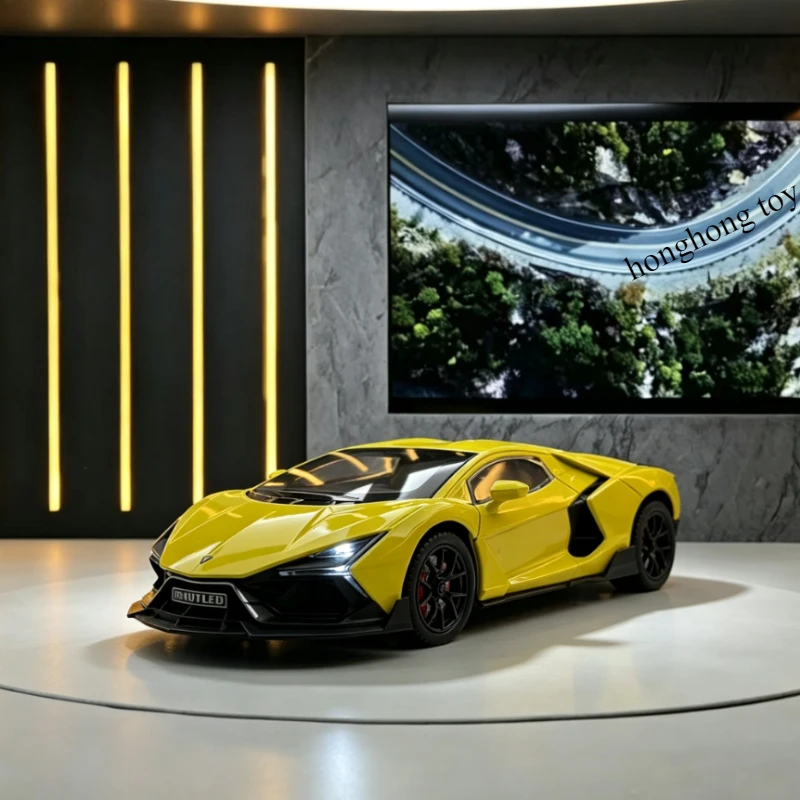 1:24 Revuelto Diecast Alloy Supercar Pull Back Sound Light Educational Toy Ornament Collectible Birthday Gift For Supercar Fans
