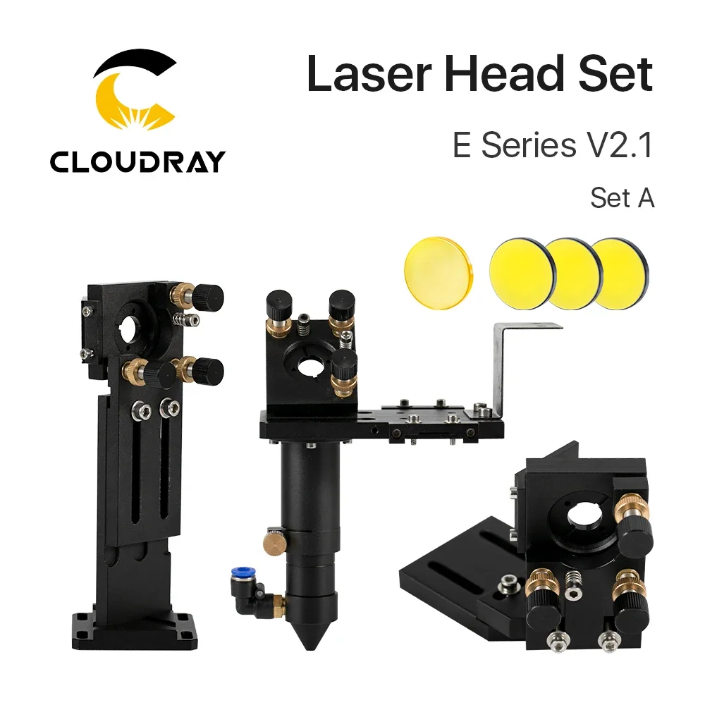 Cloudray E Series: CO2 Laser Head Set + 1 Pcs Focusing Lens + 3 Pcs Si / Mo Mirrors for Engraver Cutting Machine Parts