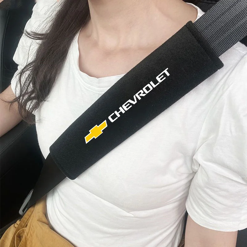 Car Logo Safety Belt Pad Adjustable Seat Belt Cover Shoulder Strap Covers For Chevrolet Camaro Malibu Trax Blazer Tahoe Suburban