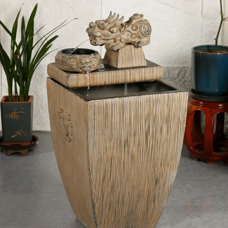 Pixiu flowing water landscape circulating water fountain courtyard entrance living room
