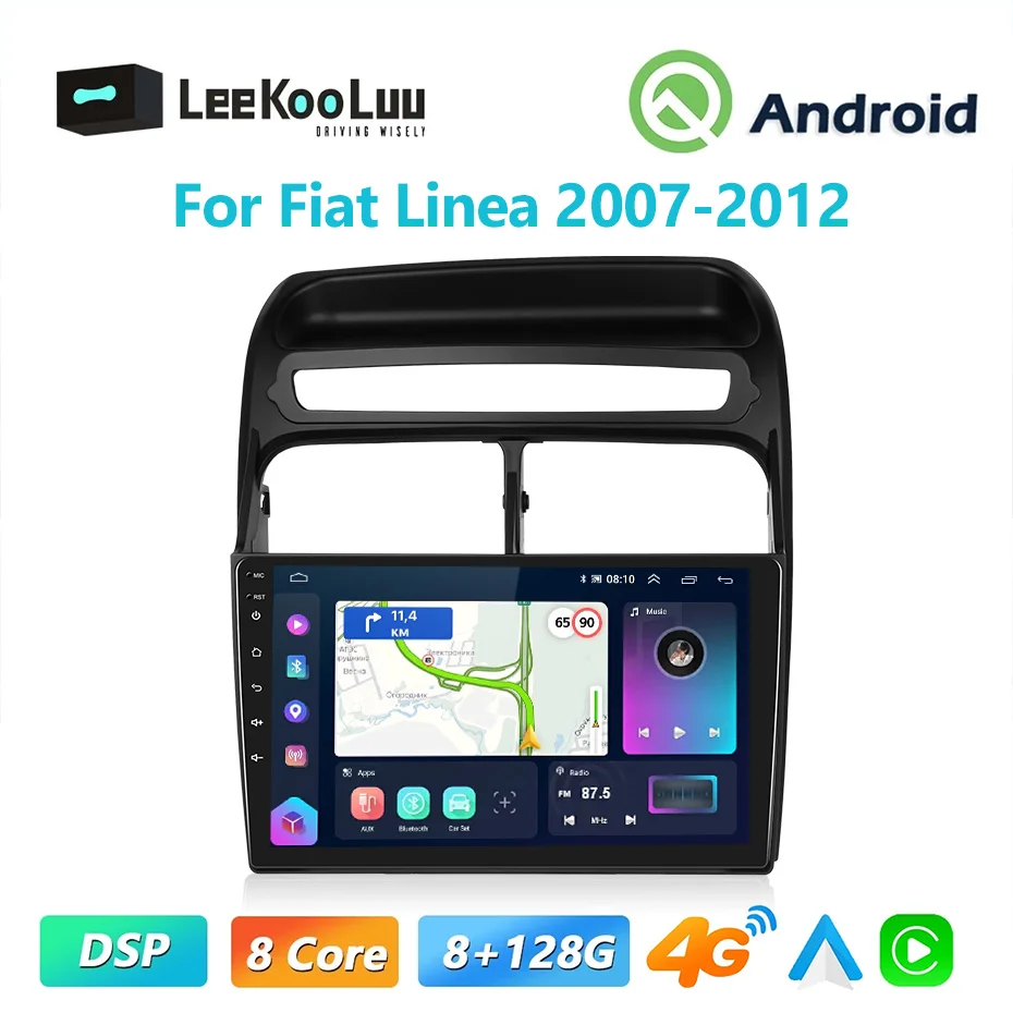 

Автомагнитола LeeKooLuu, 2 Din, Android, Carplay для Fiat Linea 2007-2012 (Левый руль), автомобильный мультимедийный видеоплеер, GPS, стерео, Wi-Fi