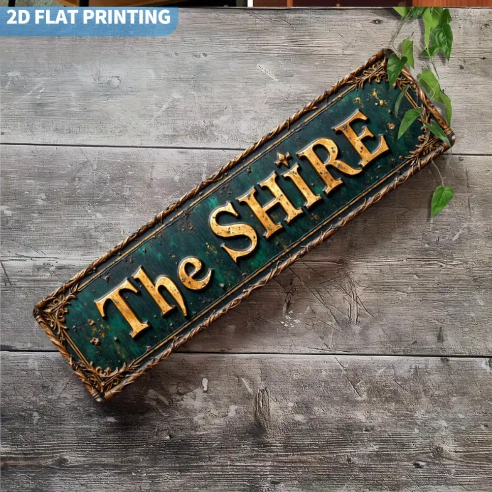 لافتة حائط معدنية عتيقة من The Shire - ديكور ألومنيوم ذهبي ريفي مقاس 15.75 بوصة × 3.94 بوصة متين وسهل التركيب للمنزل والمقهى والمرآب G #1