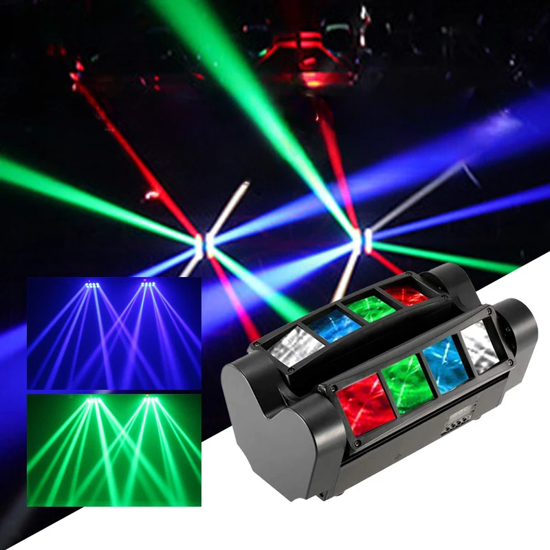 Stage Lighting Effect Eight LED Lights Mini Light RGB Voice Controll Shaking Head Lamp KTV Disco Gift Party Club Lasershow Lamps